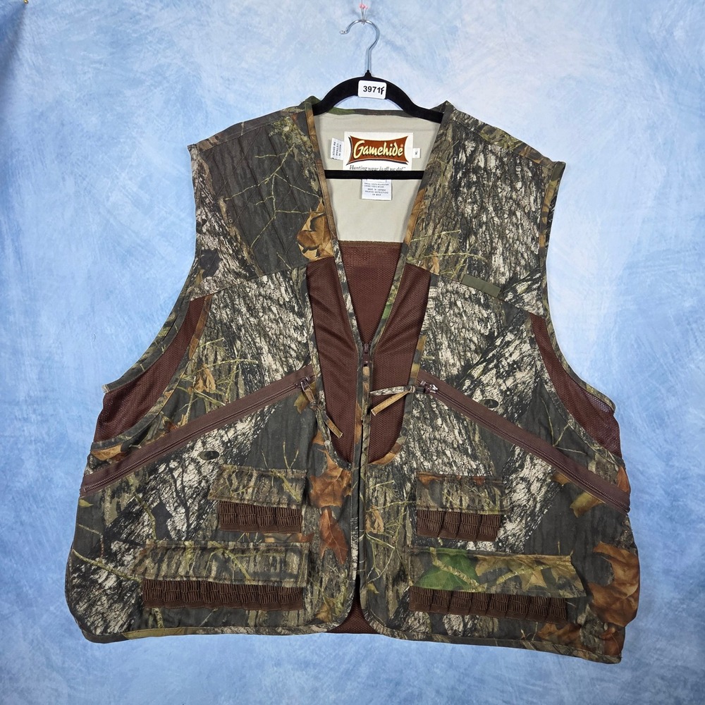 Vintage Gamehide Camo Hunting Vest Mens XL Mesh Back Shell Holder Utility Pocket